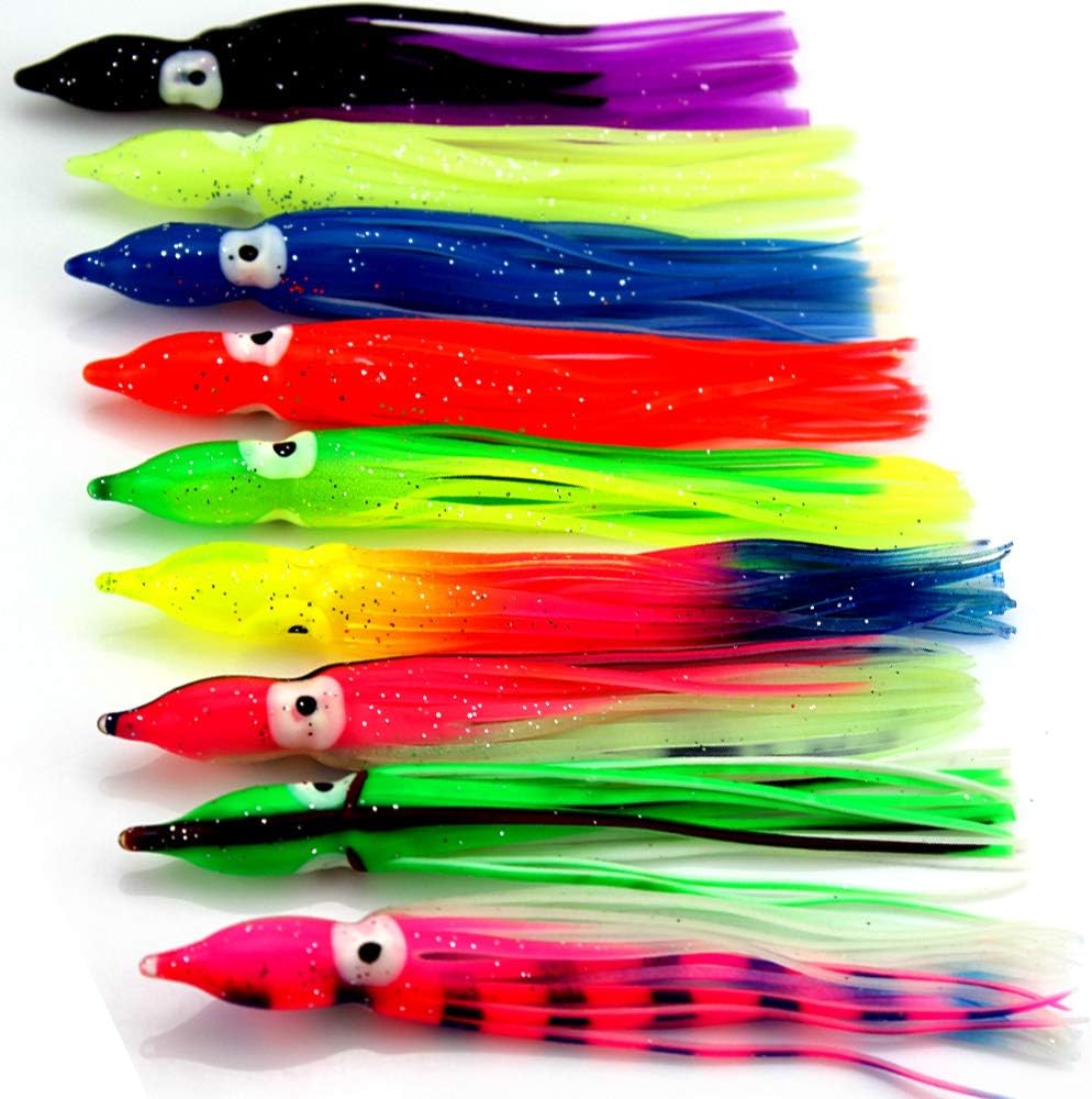 Soft Fishing Lures Squid Skirts Octopus Trolling Hoochies Tuna Baits Set Plastic Fish Lure for bass Kit
