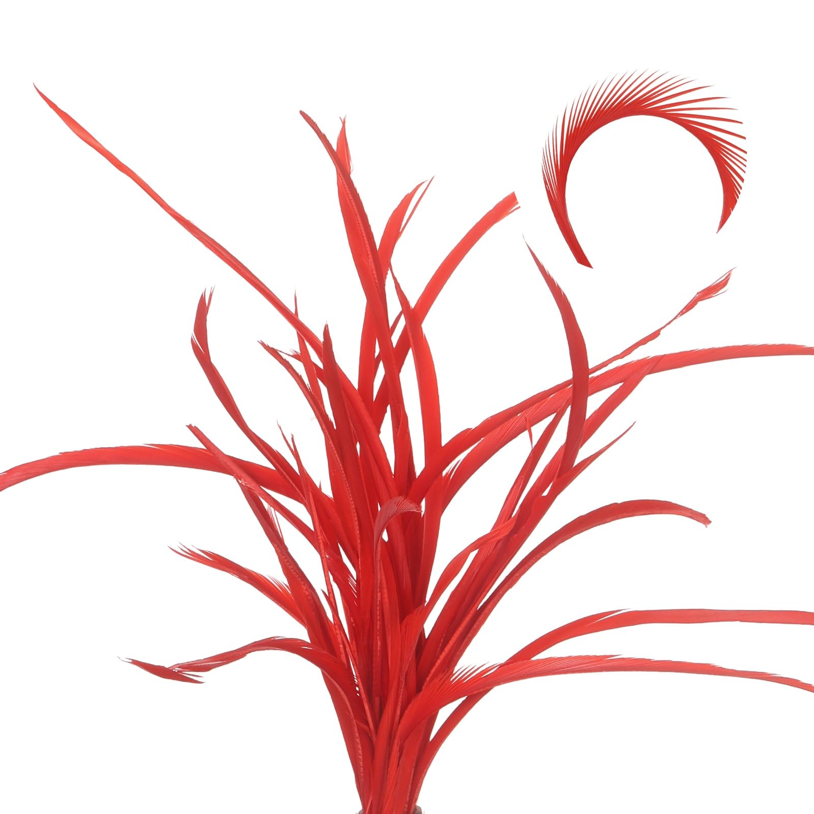 sourcing map 30 Pcs Fly Tying Feathers Bulk,5.1-6.7 Inch,Red