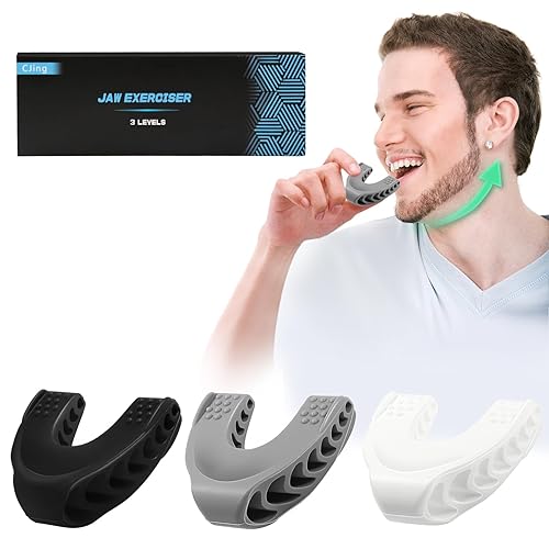 Ejercitador de mandíbula para hombres y mujeres, ejercitador de mandíbula, 3 niveles de resistencia, ejercitador facial de silicona, potente