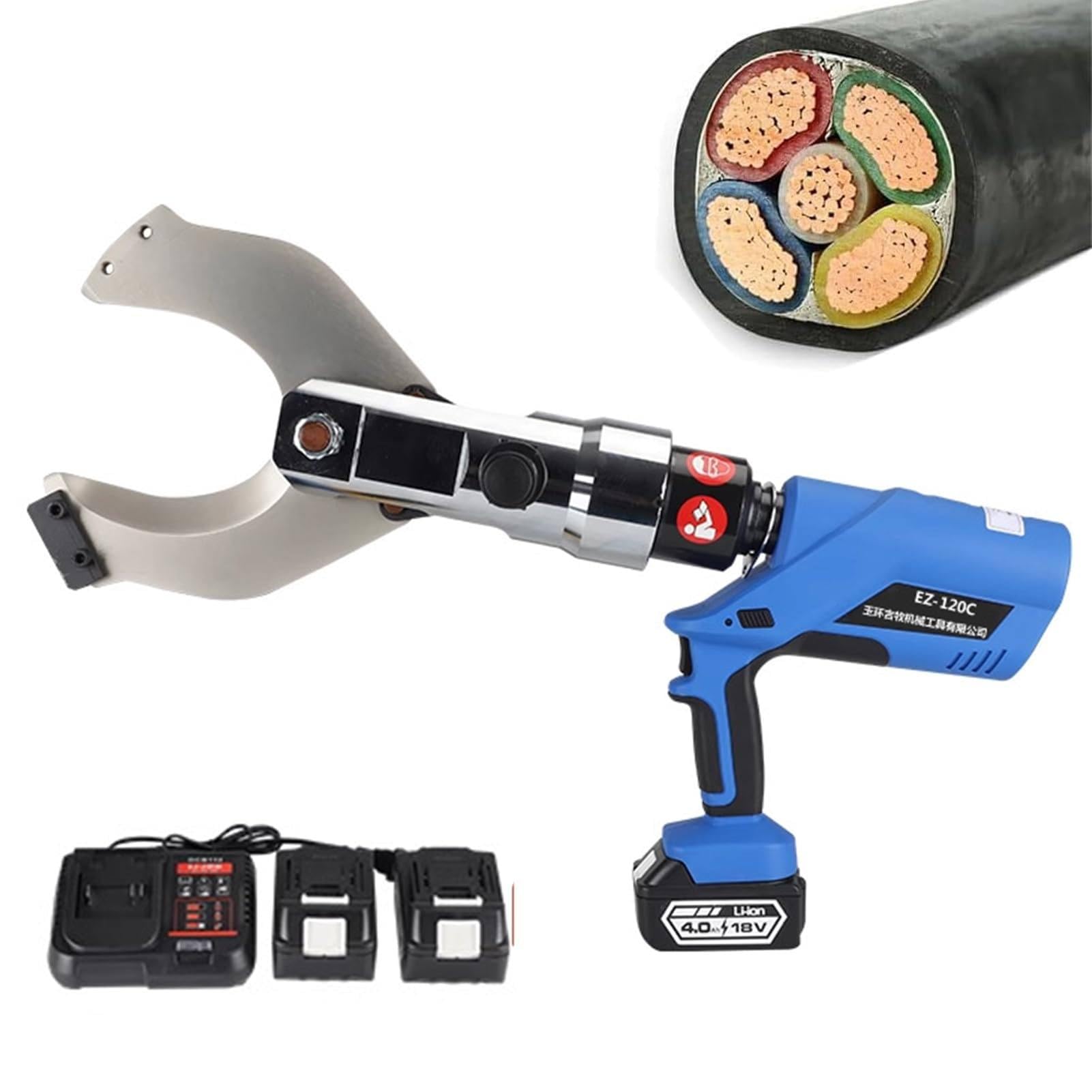 ZTCHSENZT Hydraulic Cable Scissors Electric Wire Cutter, Battery Operated Cutting Tool for Copper and Aluminum Cables, Efficient and Portable Solution for Electricians,120c