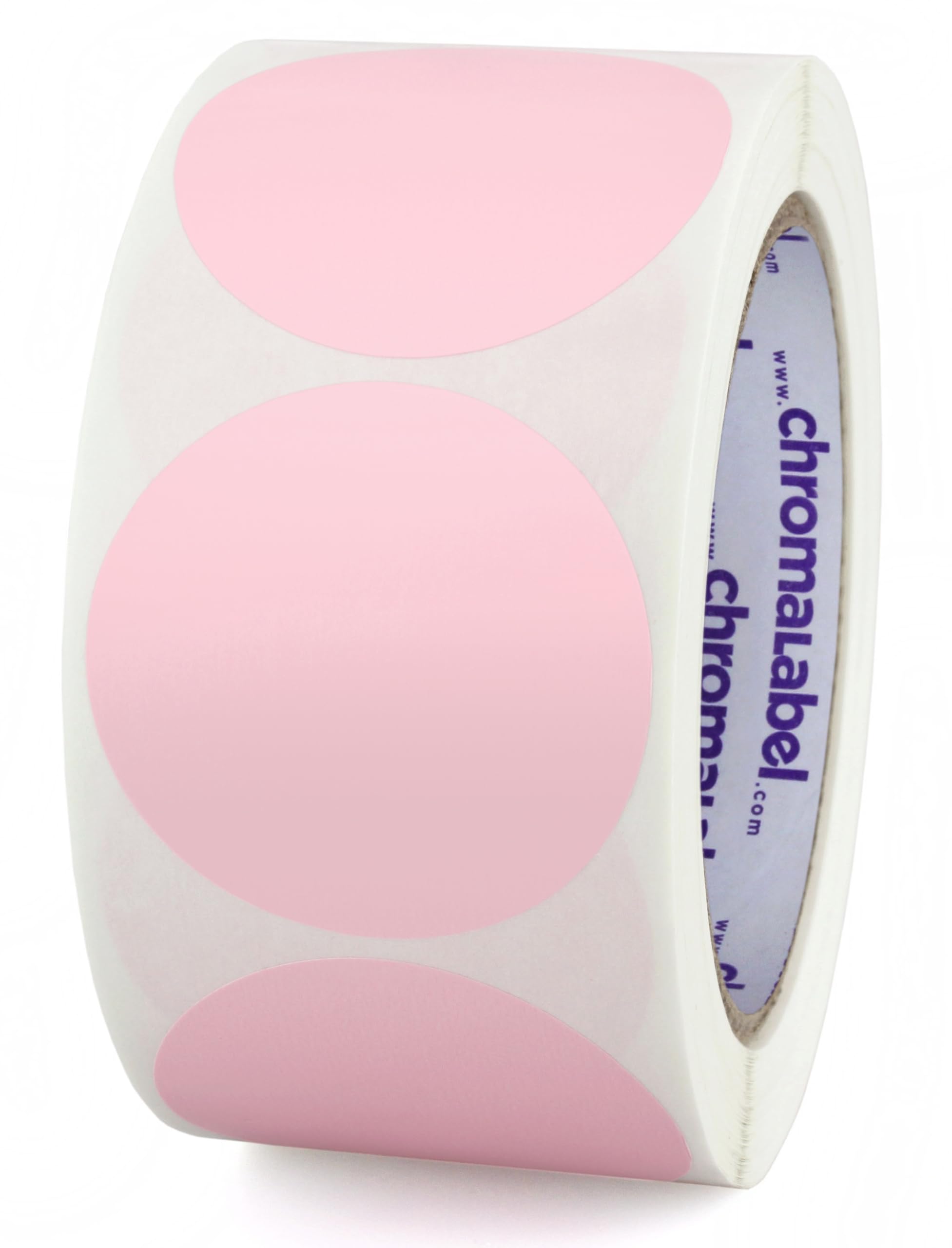 ChromaLabel 2 Inch Round Label Permanent Color Code Dot Stickers, 500 Labels per Roll, Pink
