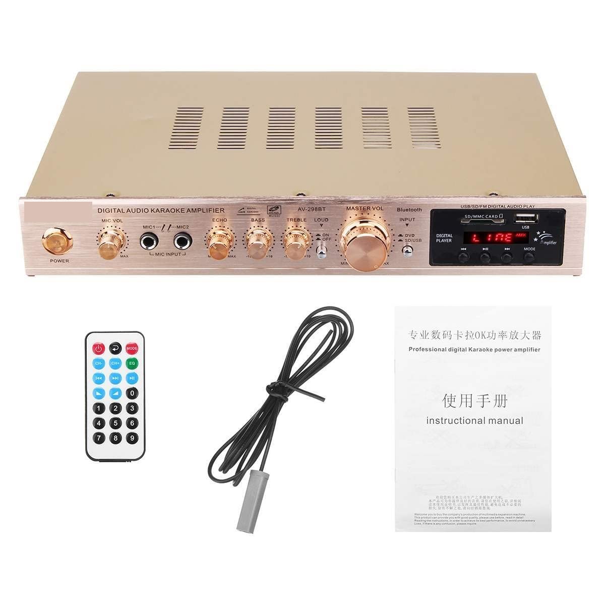 Wzmacniacz Mocy, Wzmacniacz domowy Cyfrowy Auto AV Wzmacniacze klasy HiFi Dźwięk stereo Radio FM Odtwarzacz Procesor(Nero)