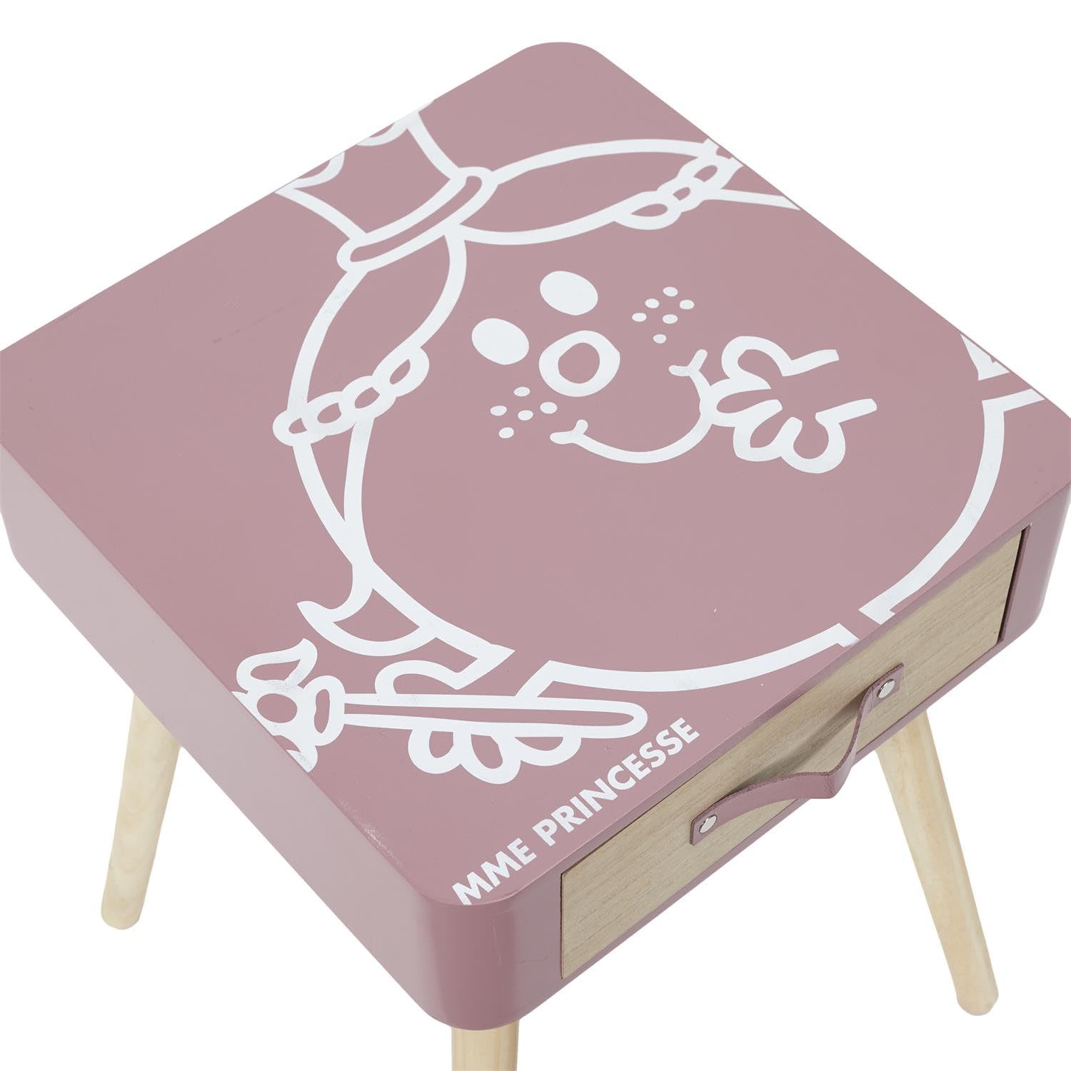 Table De Chevet Monsieur Madame - Madame Princesse - Rose - L 35 X H 48 X P 35 Cm