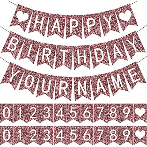 124 Stück Happy Birthday Banner, individuelles Banner DIY Geburtstag Banner Wiederverwendbar Cover