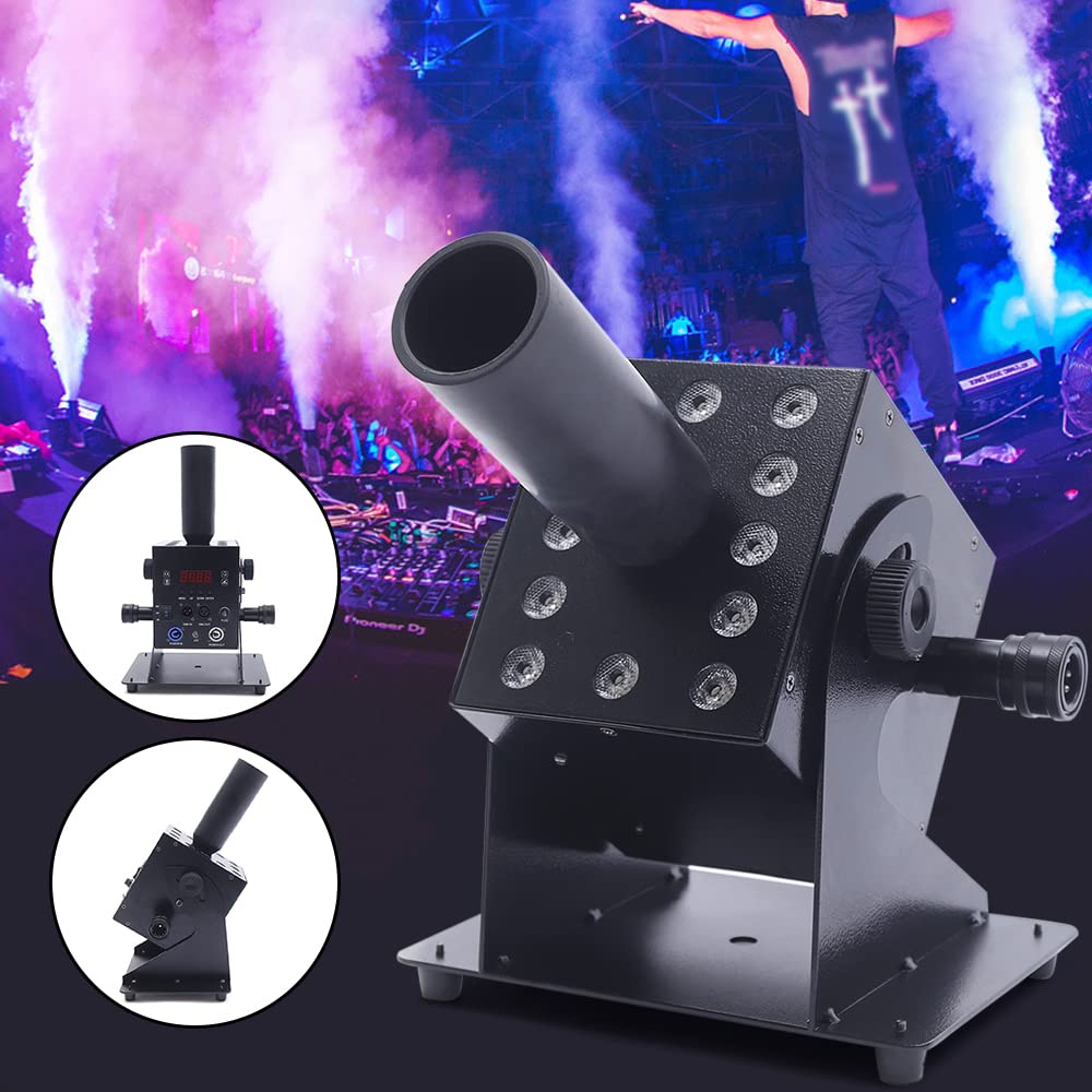 CO2 Jet Machine, Multi-angle RGB Column Smoke DMX Cannon, LED CO2 Jet Machine Manual/DMX 9 Channels CO2 Party Cannon for Bars, Banquets, Weddings