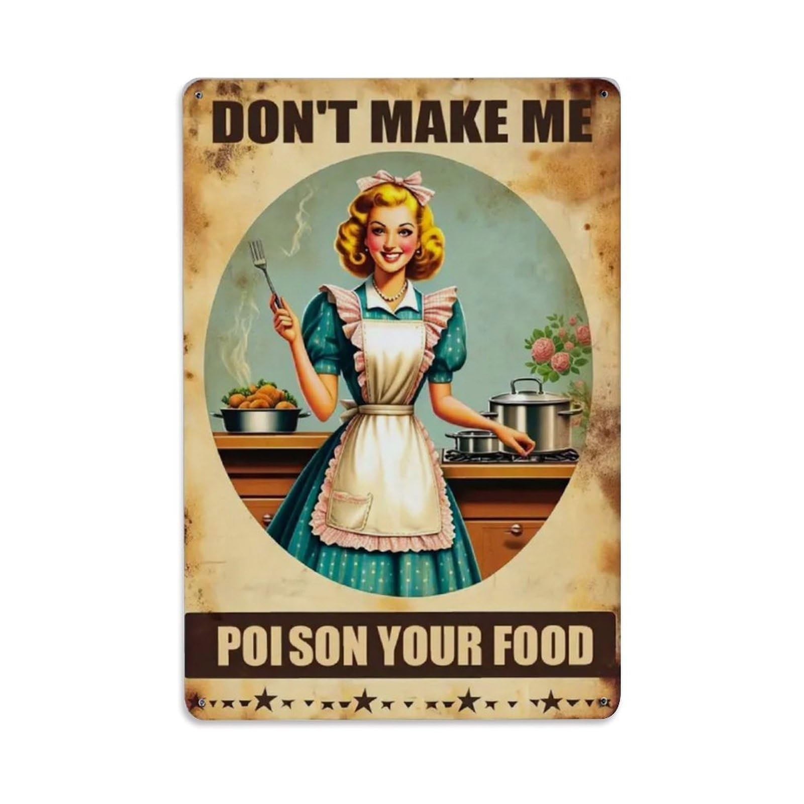 Rkundrne Vintage Don't Make Me Poison Your Food Metal Tin Sign Garden Bedroom Cafe Bar Man Cave Home Wall Decor Metal Poster 8X12 In