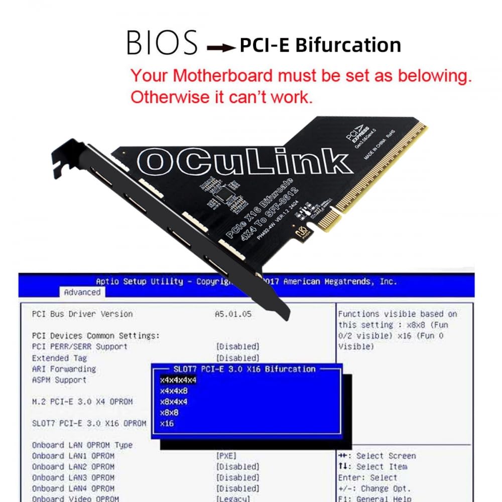 CY Adattatore PCI-Express 4.0 PCIE 16x staccabile per quattro Oculink SFF-8612 SFF-8611 Adattatore VROC Raid0 esterno per U.2 SSD eGPU Dock per scheda grafica esterna