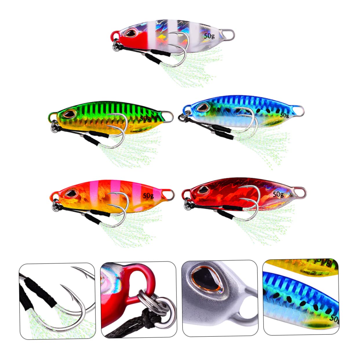 Toddmomy 5 Pezzi Esche da Pesca Metalliche Lure Riflettenti a Forma di Pesce per Pesca Outdoor Esca Creativa Affondante di Artificiali Resistenti e Realistici per Spinning e Surfcasting