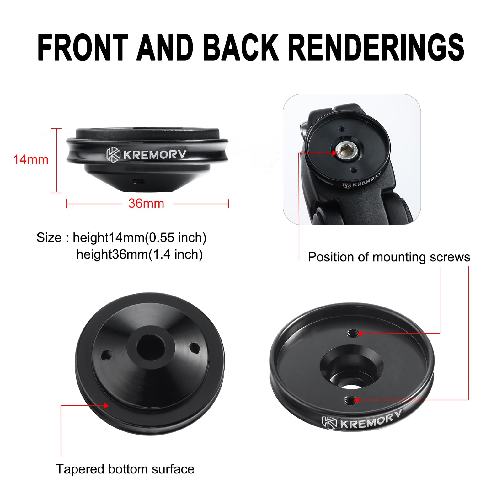 KREMORV Bike Stem Top Cap Computer Mount Bicycle Stem Headset Mount for Garmin Edge