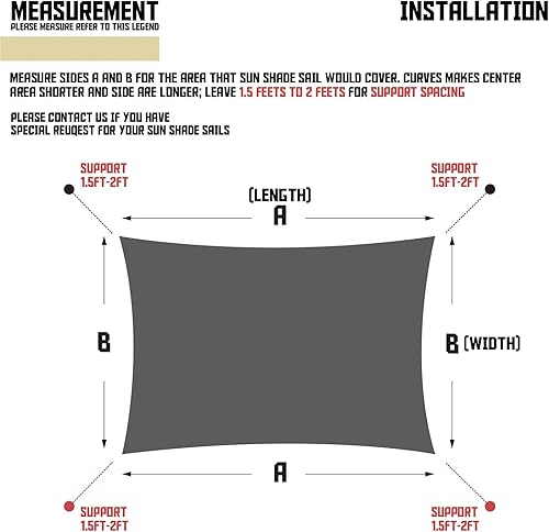 Miniatura 7 de TANG Sun Shades Depot - Toldo parasol rectangular de 14 x 16 pies, bloqueo U* V para patio, jardín, escuela, parque, instalaciones y actividades al
