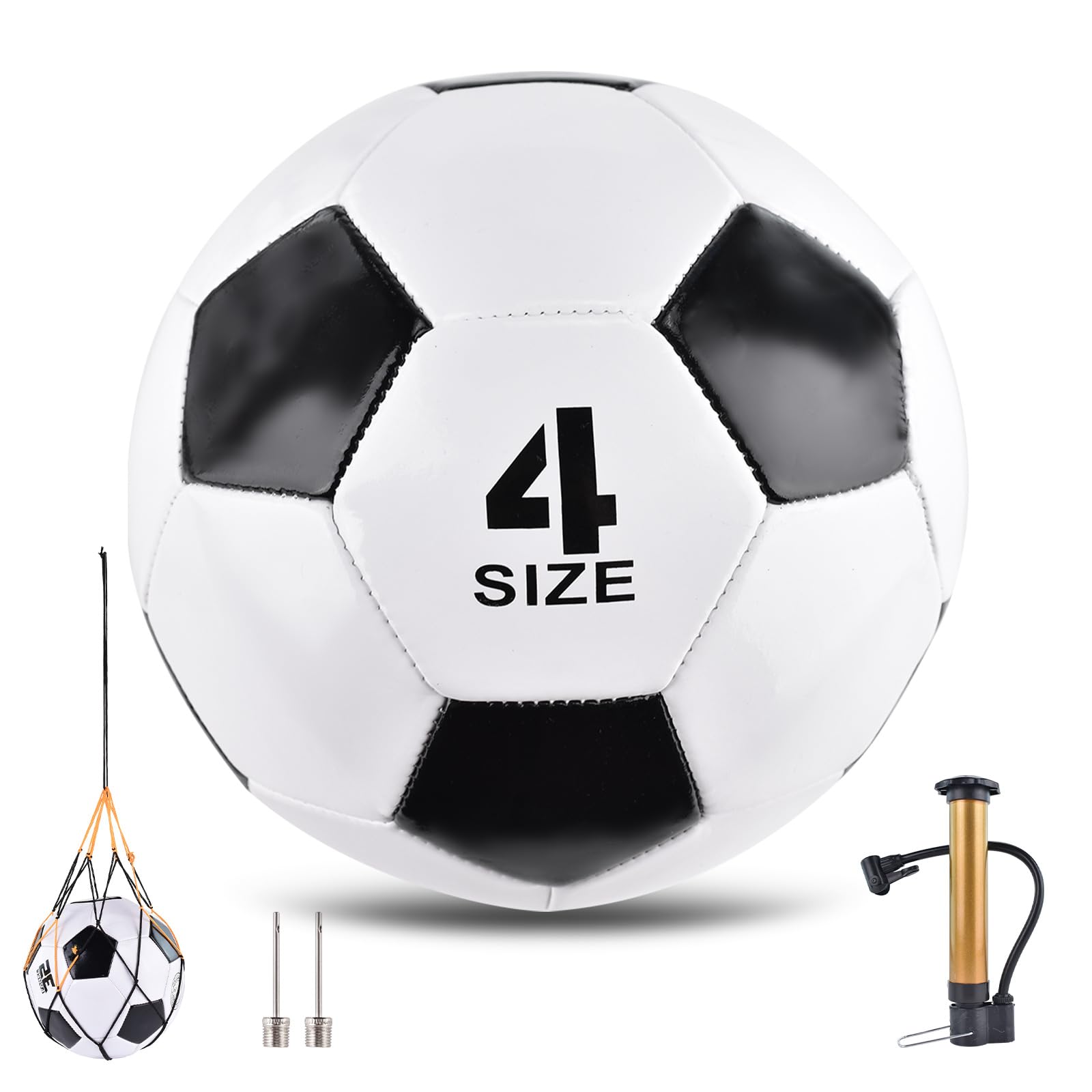 Classic deflated Soccer Balls Size 4/5 with Pump and Mesh Bag for Indoor Outd…
