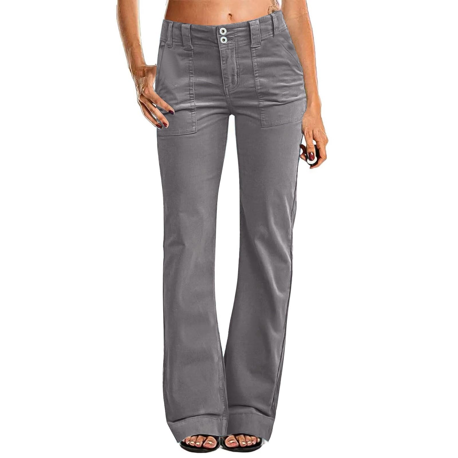 Causal Wide Leg Pants for Women Y2K Stretch Twill High Waisted Chino Pants Comfy Slim Fit Dress Pants
