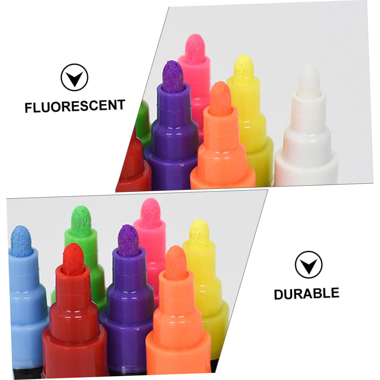 Set de 12 Rotuladores Fluorescentes Borrables de 6mm para Pizarra | Punta Redonda, Tinta Líquida, Uso en Panel LED Fluorescente, Paquete de 12 Unidades