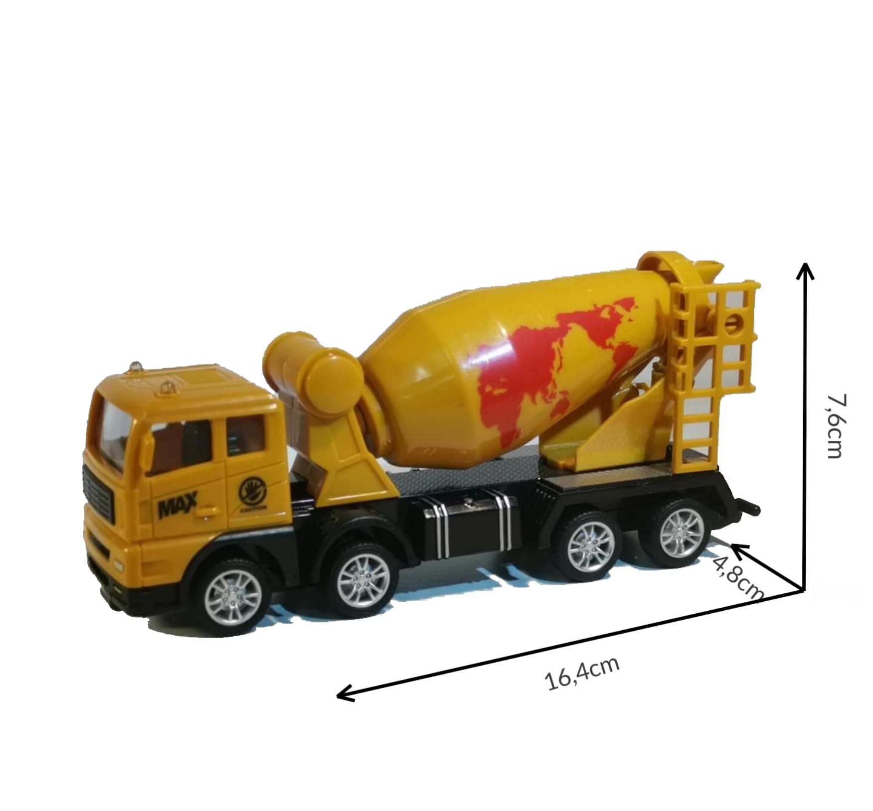 Vehículo de construcción AptoFun serie grúa (37 * 41,5cm) + presione y vaya. Camión hormigonera (16,4 * 7,6 * 4,8cm) con 2* trabajadores con herramientas y varias señales de tráfico a partir de 2 años