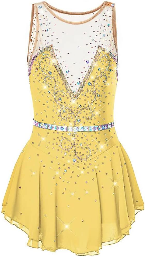 Figure Skating Costume Sleeveless Ice Skating Dresses Gymnastics Performance Leotard Cheerleading Outfit