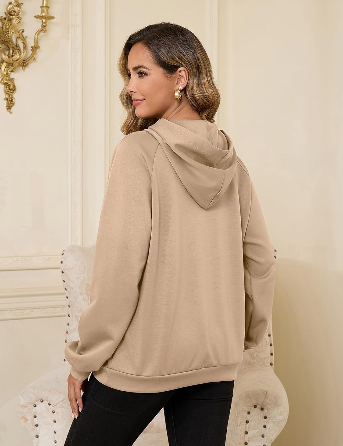 Bhome Nursing Sweatshirt Hoodie for Breastfeeding with Hidden Zippers Maternity Breast Pumping Tops Kangaroo Pocket - Image 3