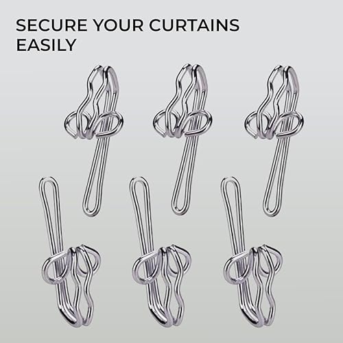 Miniatura 4 de H&S Ganchos de cortina resistentes, 100 piezas, juego de ganchos de metal resistente para cortinas de habitación, puerta y ducha