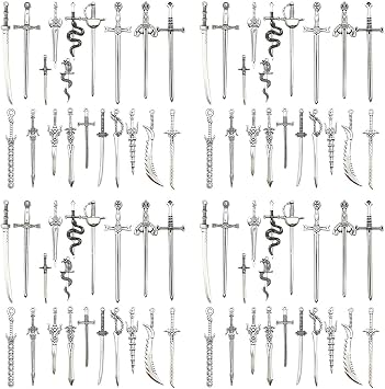 Sailanzi 40pcs antique silver sword bookmark set Pendant Jewelry Making DIY Keychain Earrings Pendant Various Design Charms for Jewelry Making Bracelets Necklace SN791