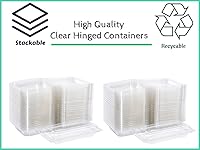 Vista 3 de Smygoods Contenedor de plástico transparente desechable de tapa plana, (paquete de 25-9 3/8 x 6 3/4 x 2 3/16) Contenedores con bisagras resistentes