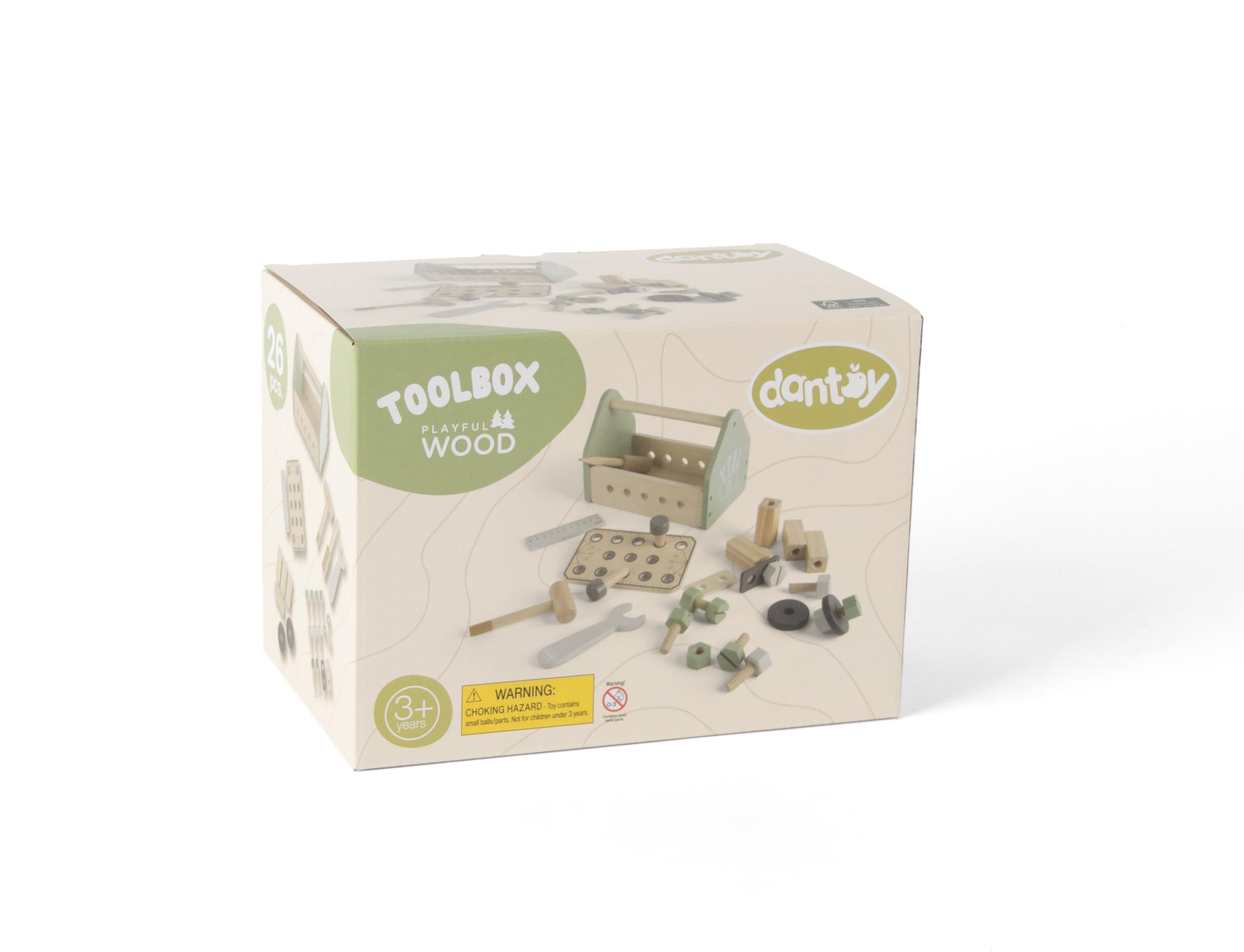 Dantoy - Wooden Tool Box for Children - Role Play - Wooden Toy - with Accessories - 3+ Years