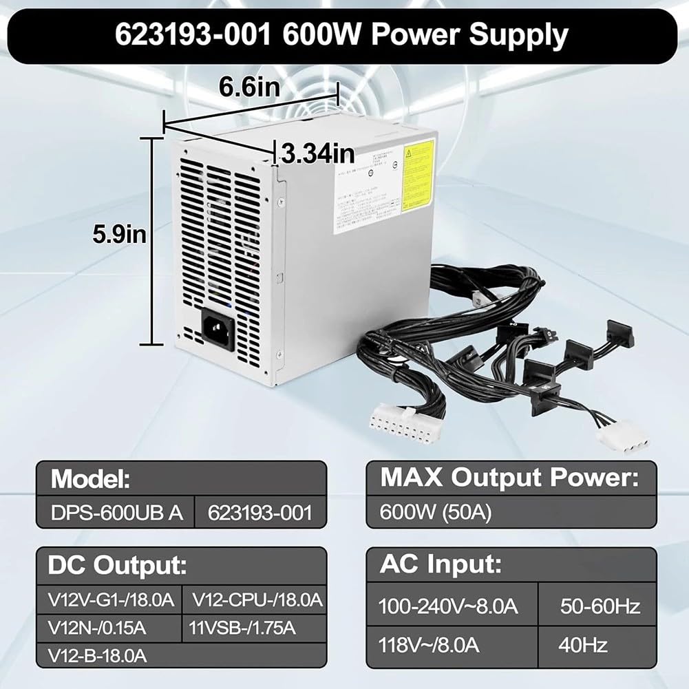 Pour HP Z420 DPS-600UB A Alimentation 600 W prenant en charge le fonctionnement continu pour les tâches de rendu de conception et de traitement des données