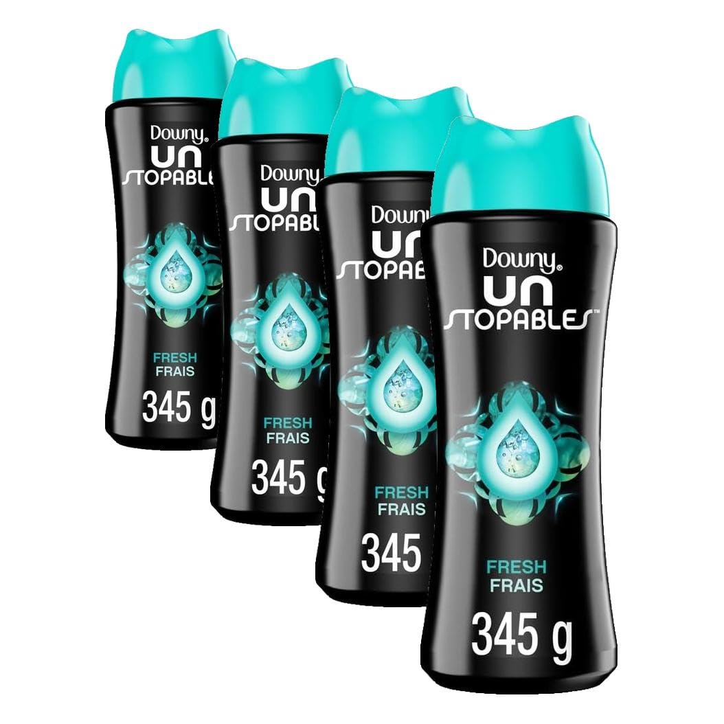 Downy Unstopables In Wash Scent Booster Beads, Fresh Scent, 13.2 oz, Laundry Beads for odor Protection, Downy Scent Booster Beads, Laundry Scent Boosters (Pack of 4)