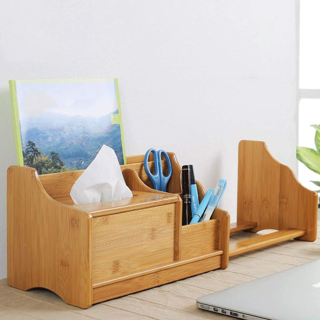 Aufbewahrung Ordner/Schnellhefter/Organisator/Einstellbare Desktop-Bücherregal Schreibtisch-Organisator mit Schubladen Bambus Holz Desktop-Bücherregal Bürobedarf Verkaufsregalen (Natural) Ablagesyste
