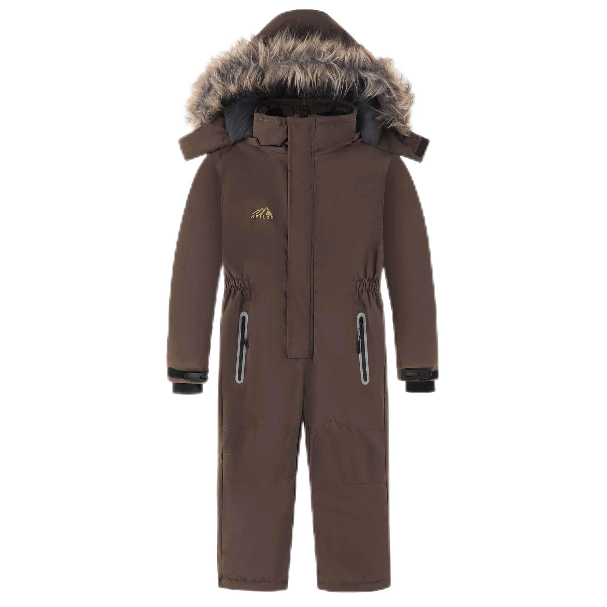 AFILOK Kid's Winter Overalls Ski Suits Boy's and Girl's Waterproof Snowboard Jumpsuits One Piece Snowsuit Jackets Coats