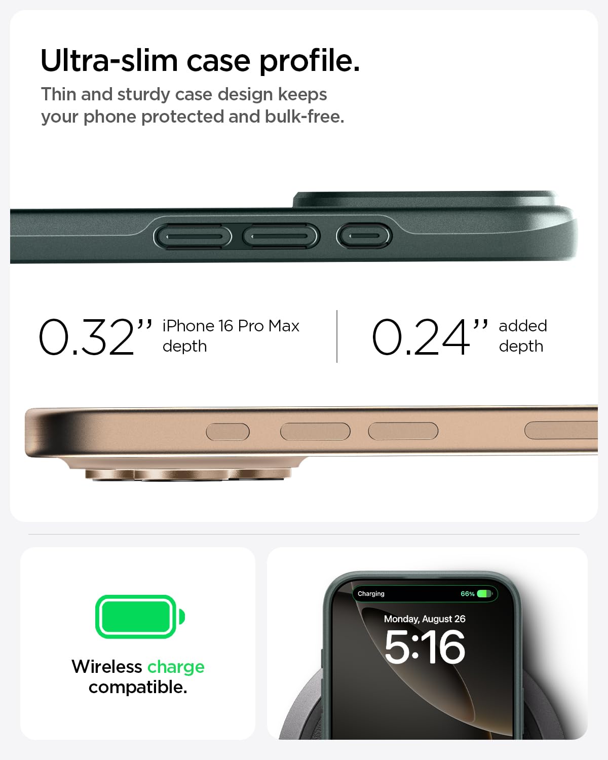 Spigen Funda para iPhone 16 Pro MAX, Thin Fit MagFit Compatible con MagSafe - Verde Cian