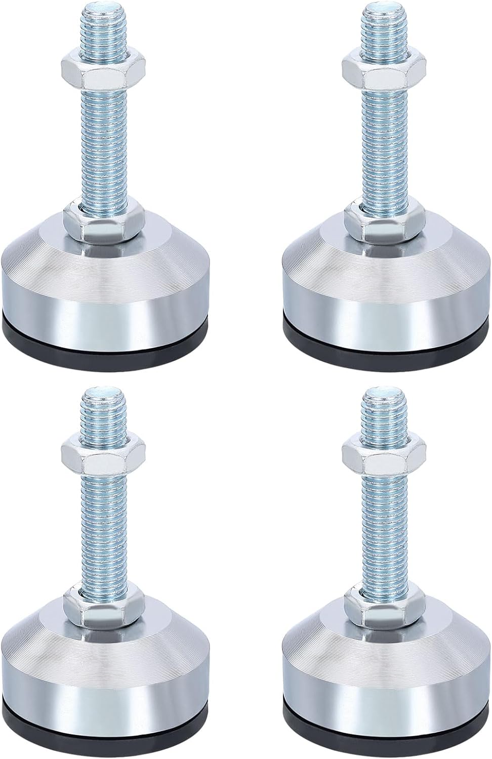 PATIKIL Furniture Leveling Feet 2.4" Dia Base M12 Thread, 4 Pcs Carbon Steel Adjustable Threaded Furniture Levelers Screw on Leg Leveler with Pads for Desk Chair, Black