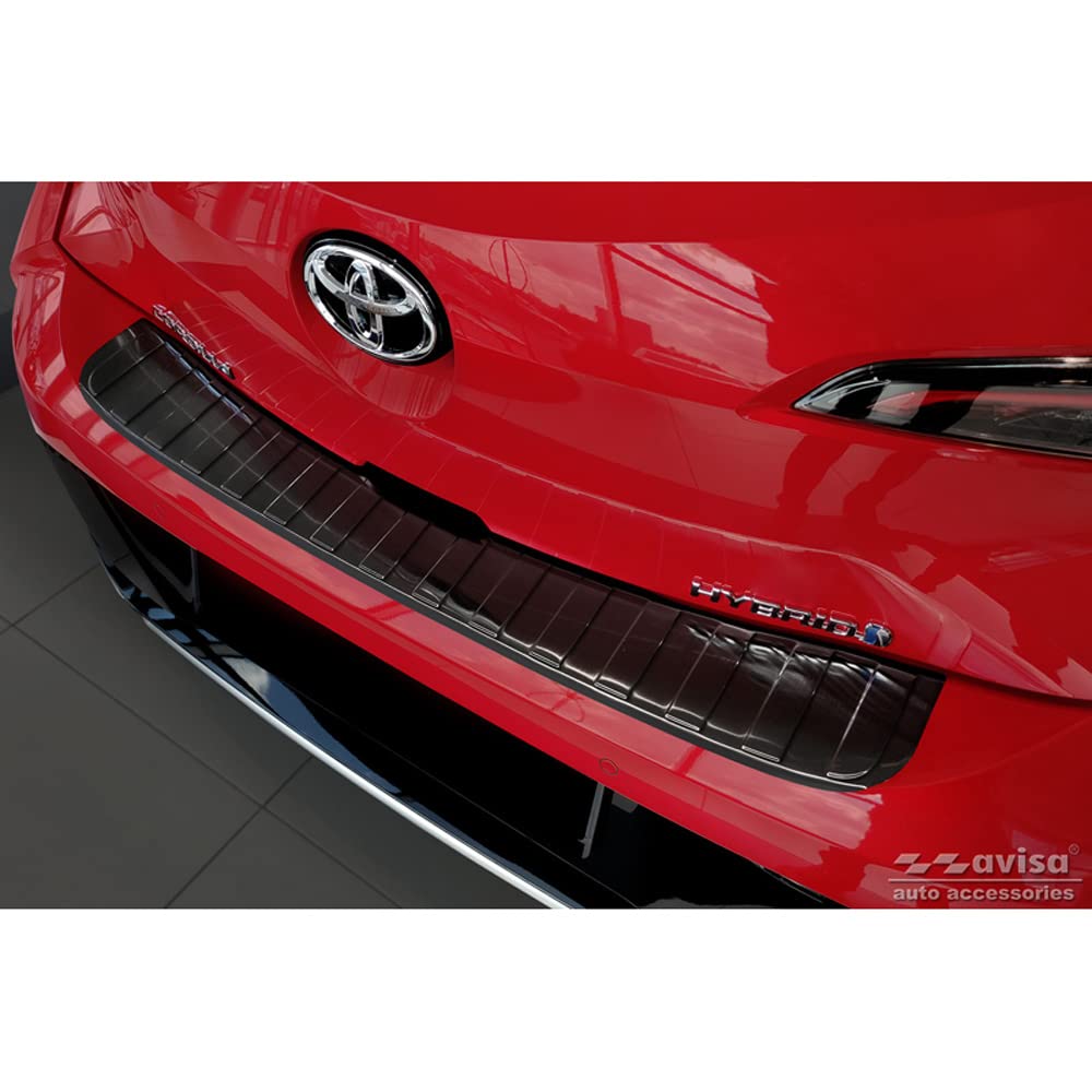 Avisa Black Stainless Steel Rear bumper protector compatible with Toyota Corolla XII HB 2019- (incl. GR-Sport) 'Ribs'