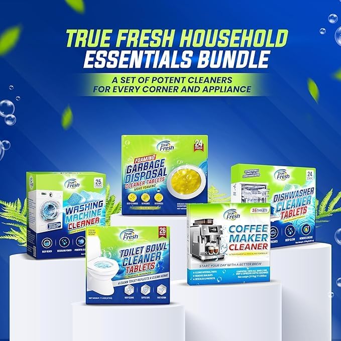 Miniatura 5 de True Fresh Paquete de 24 pastillas limpiadoras y desodorizantes para lavavajillas, limpieza profunda, frescas, espumosas para brazos rociadores,