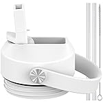 CHEETAH Straw Lid for Yeti Rambler Water Bottle 18 oz,26 oz,36 oz,46 oz,12 oz,64 oz,Straw Cap,Straws and Brush Include (White)