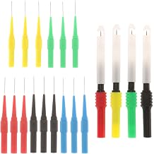 19 Pcs Multimeter Test Set, 15pcs 0.7mm Probe Pins and 4pcs Insulation Wire Piercing Probes, Automotive Back Probe Kit Power Needle Test Accessories for Multimeter Banana Socket Plug Car Tester