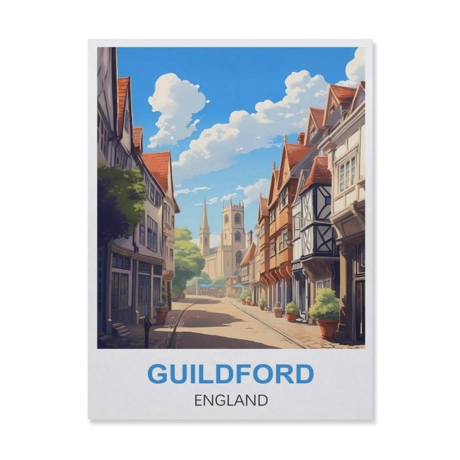 Vintage Wall Decor Metal Poster Plaque，Guildford England(15x30cm）