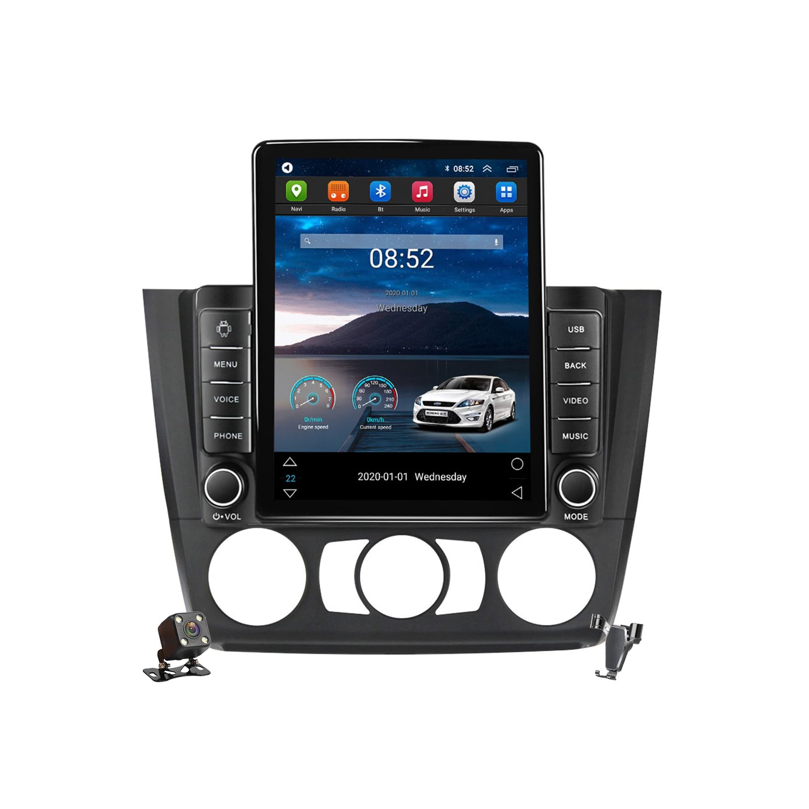 Autoradio Android 10 avec Carplay et 4G pour BMW Série 1 Navigation GPS Grand Écran 2 Din