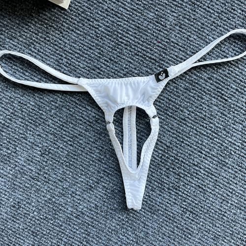 Gogobear Mens Open Front Ice Silk Thongs Low Rise Spaghetti Strap G-String Underwear Panties4