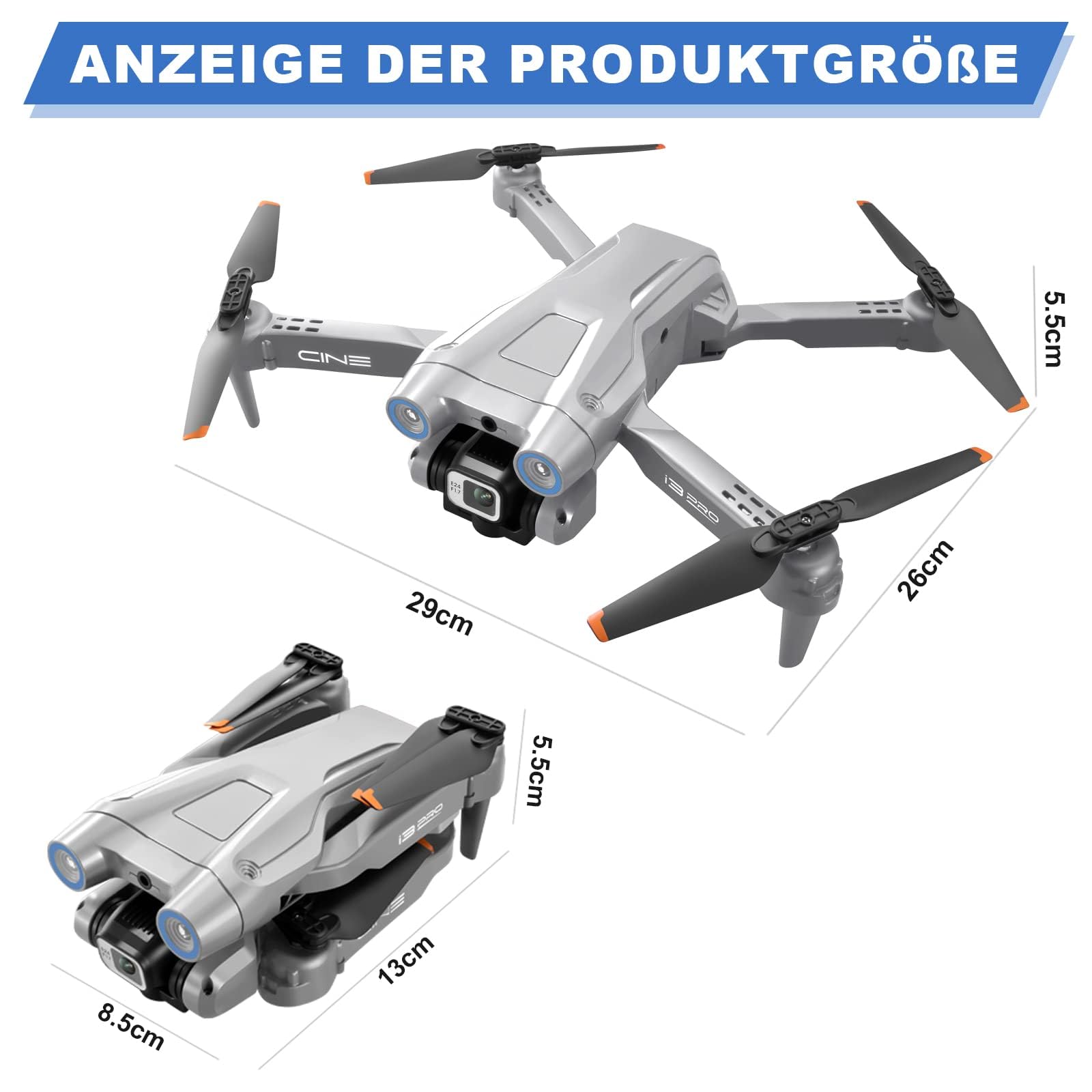 MINGPINHUIUS Drone teledirigido con cámara Dual 4K HD, 1080P RC Quadcopter, Incluye 2 Pilas, Modo sin Cabeza, Control de Gestos para Principiantes (Gris)