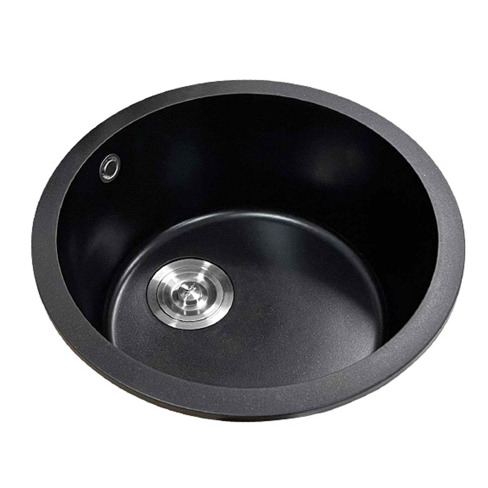Black Quartz Sink Round Sink Bar Sinks Undermount Sink Apartment Small Sink High Temperature Resistance No Fading (Size : 39.5CM)