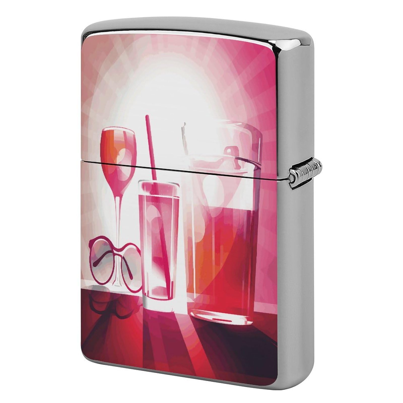 Fodpand Style Drink Pattern Metal Lighter Case Cover Lighter Sleeve