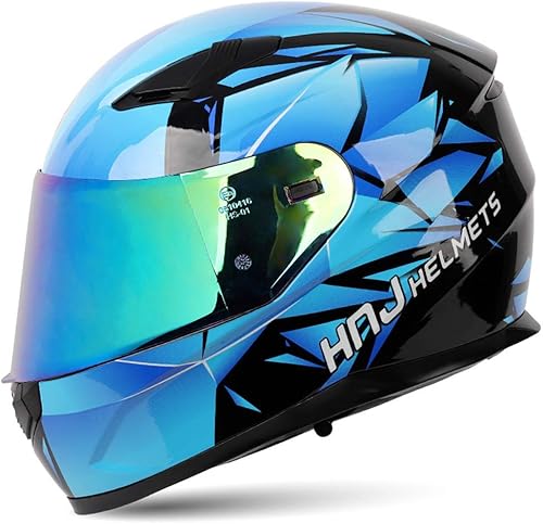 DFJK Casco de motocicleta de carreras de calle para hombre, visera doble ampliada, ventilación modular de cara completa, Cascos para Motos para