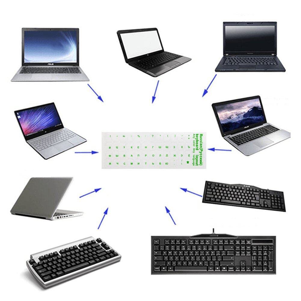 Hrippy Lettere Russe Adesivi per Tastiera 2pcs Pc Copri Tastiera Trasparente Russia per Tastiere per Computer Desktop per Notebook