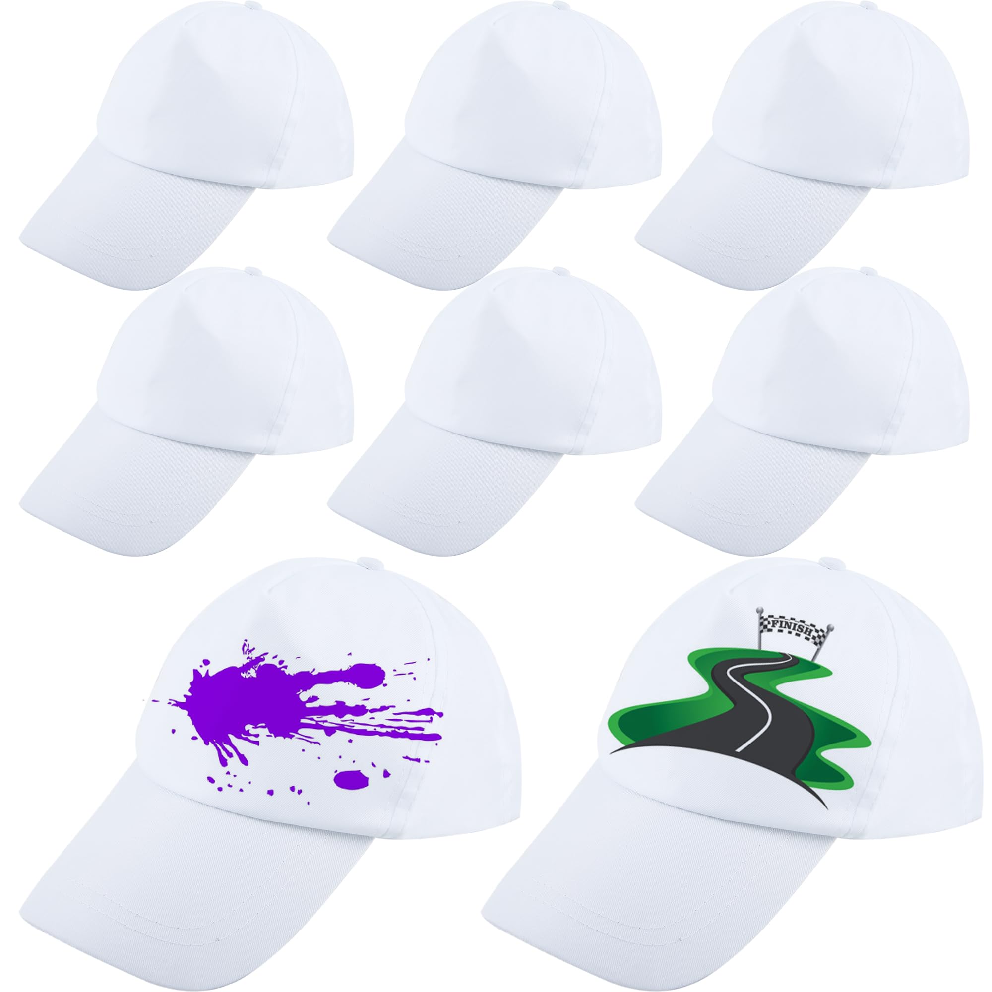 Adult DIY Baseball Caps Adjustable White Baseball Hat Summer Sport Ball Cap Blank Baseball Cap Bulk for Men Women Outdoor (8)