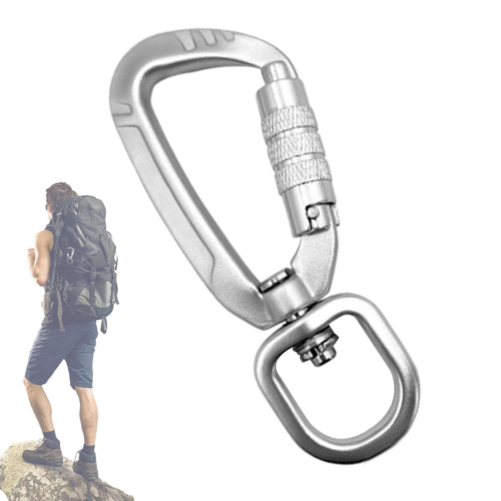 Swivel Carabiner - Carabiner with Locking - Heavy Duty Metal Dog Clip-Carabiner with Carabiner-Swivel | for Camping, Hiking, Backpacking, Hammock, PA