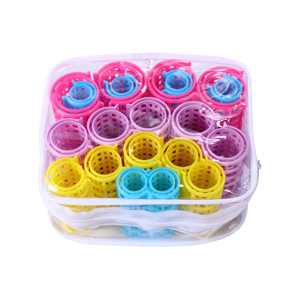 Beaupretty 20 Pcs Self Grip Plastic Hair Rollers - No Heat Curlers for Voluminous Hairstyles
