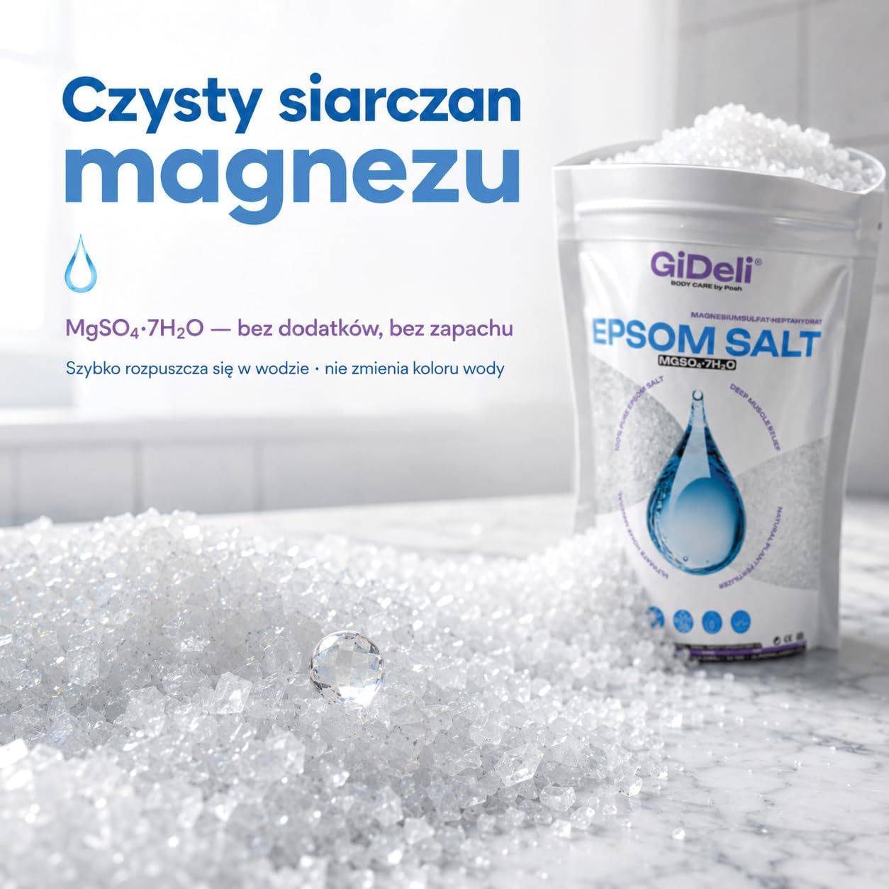 GiDeli Epsom sól do kąpieli Sól Epsom 2 x 5 kg sól epsom siarczan magnezu gorzka sól siarczan magnezu czysty siedmiowodny, jakość farmaceutyczna. (10kg)
