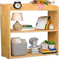 Vista 6 de Estantería de madera natural, estantería de 3 niveles, estantes de almacenamiento independientes, estantería abierta para dormitorio, sala de estar