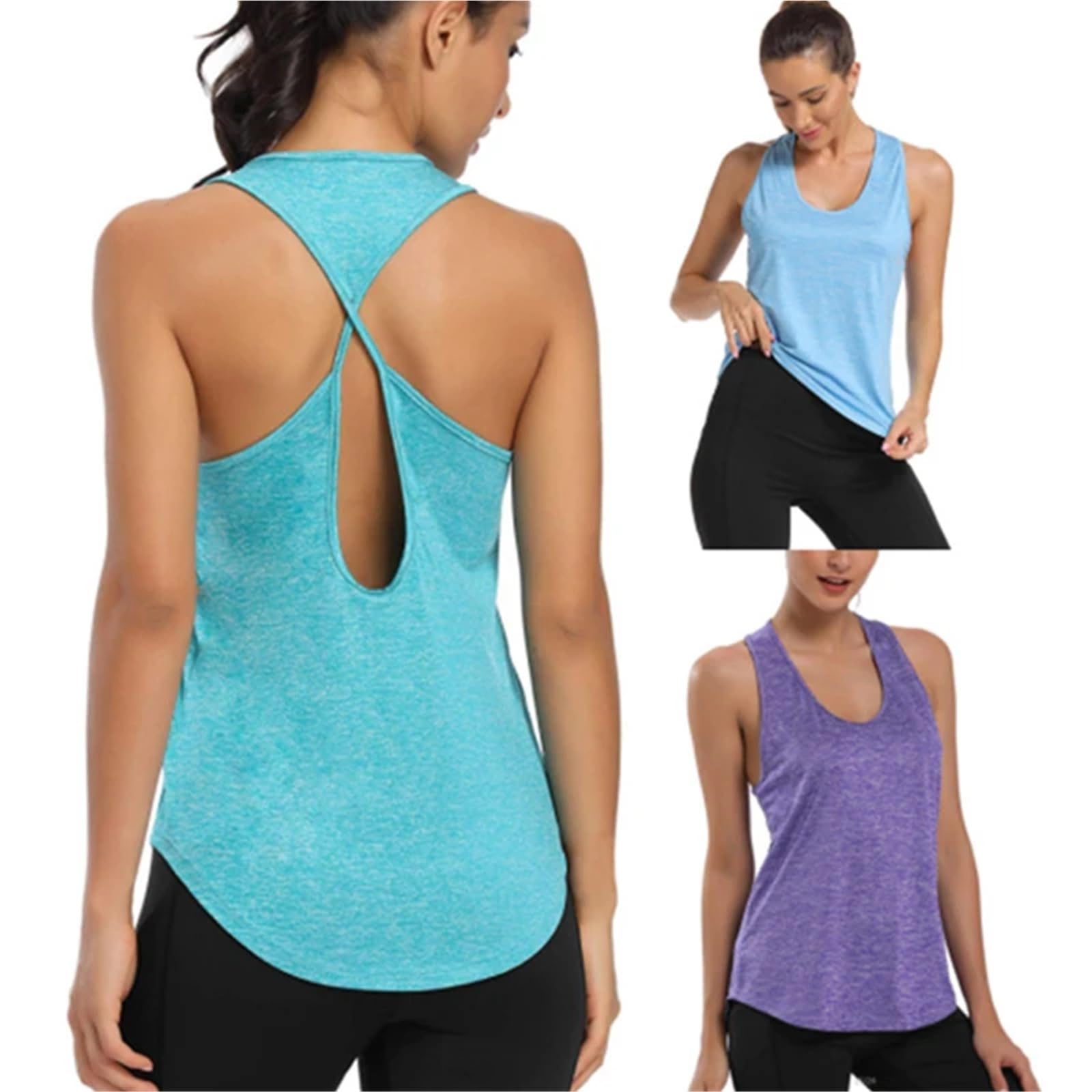 Camicie da Yoga entrambe Indossano Top Corto Sportivo Allenamento Donna Senza Maniche Palestra Schienale Gilet Fitness Atletico Abbigliamento Attivo per La Corsa, Lo Yoga