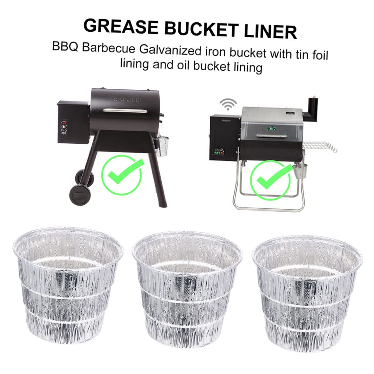 Secchiello Raccogli-grasso Barbecue con 10 Rivestimenti Argento in Ferro | Outdoor e Campeggio, Trattiene Colature di Olio e Grasso, Uso Semplice, Set da 10 Pezzi