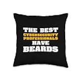 FUNNY CYBER SECURITY PRESENTS The Best Cybersecurity Professionals Have Beards Computer Throw Pillow, 16x16, Multicolor